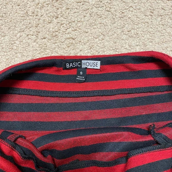 Black and Red Striped Stretch Wiggle Goth Pinup High Waisted Skirt S/M - Picture 3 of 4